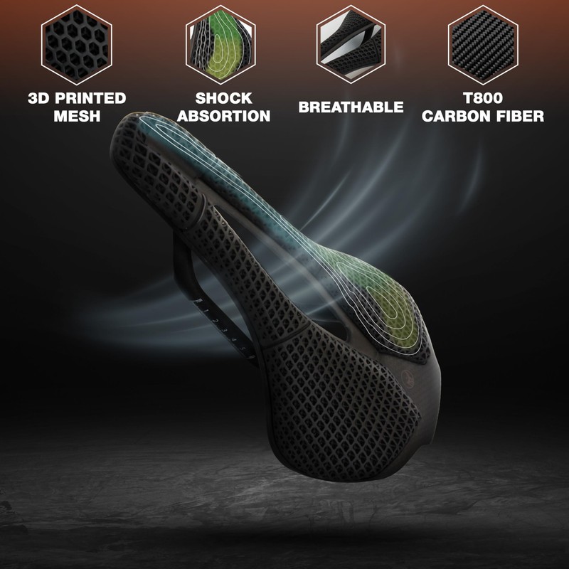3D Printing Carbon Saddle Ultralight 152g 250x140mm 3D Carbon Hexagonal