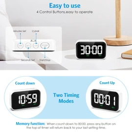 Newest AMIR Digital Timer, 3.5in Visual Timer Accurate Kitchen Timer, Magnetic Countdown Timer Volume Adjustable for Cooking Fitness Baking Learning Teaching Children Elderly, White