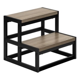 Monarch Specialties I 4000 Ladder, Step Stool, Bedroom, Kitchen, Black Metal, Dark Taupe Laminate, Contemporary