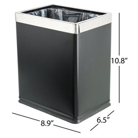 Brelso 'Invisi-Overlap' Open Top Metal Trash Can, Small Office Wastebasket, Modern Home DÃ©cor, Rectangle Shape (Black)
