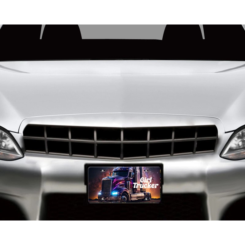 Twisted R Design Neon Semi Girl Trucker Front License Plate