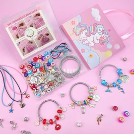 150PCS Kit para Hacer Pulseras, Artesanía DIY Pulsera, Manualidades DIY Set de Regalos, Kit de Fabricación de Pulseras con Bolsas de Regalo, Navidad Regalos