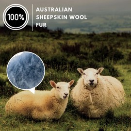 Andalus Brands Australian Sheepskin Steering Wheel Cover, Anti-Slip Universal 15 Inch Fuzzy Steering Wheel Cover Offers a Plush Velvet-Like Touch, Eco-Friendly Fluffy Steering Wheel Cover (Blue Grey)