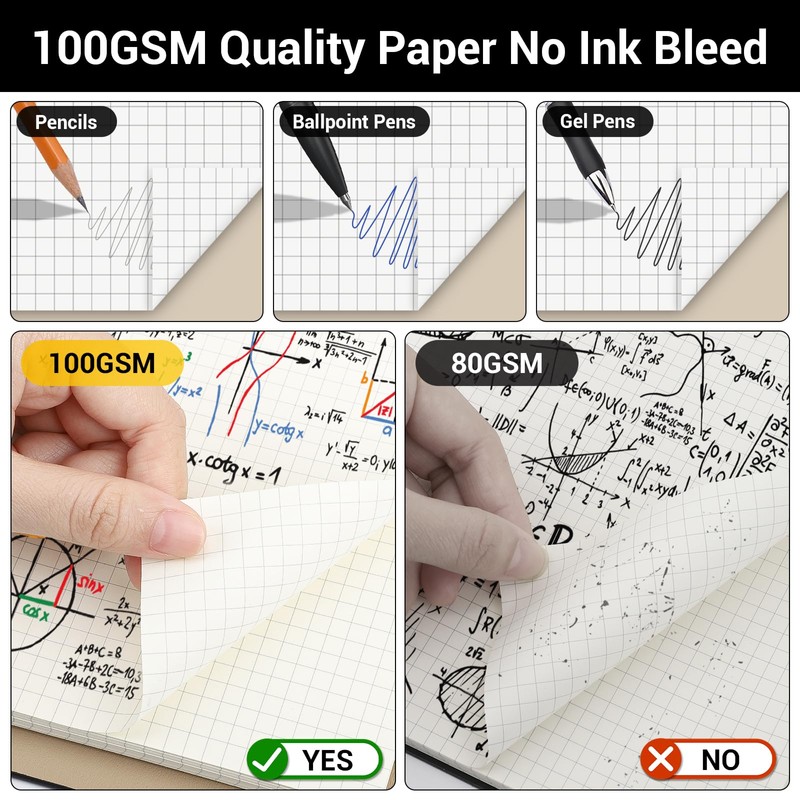 Yarotm Leather Notebook A4 - Ring Binder Squared Paper Notebook