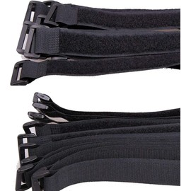 25pcs Black Reusable Fastening Cable Straps, Hook and Loop Cable Tie Down Straps 1" x 24"
