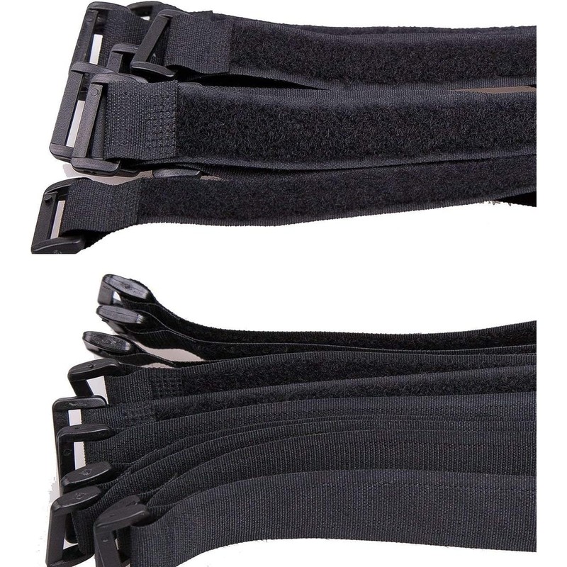 25pcs Black Reusable Fastening Cable Straps, Hook and Loop Cable