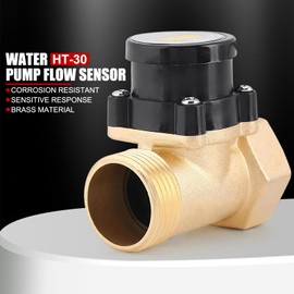 EVTSCAN 0 to 110V AC 0.2A Brass Water Flow Switch for Booster Pump, Automatic Activation, 1 inch Thread InletOutlet, 1.5Lmin Flow, Plug and Play