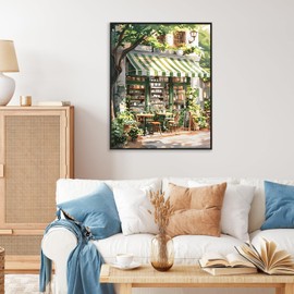 Paint by Numbers Kit for Adults - Street Cafe Adult Paint by Number Kits on Canvas Without Frame for Beginner, Street Oil Painting by Numbers Kit for Gift Home Wall Decor 16x20 Inch