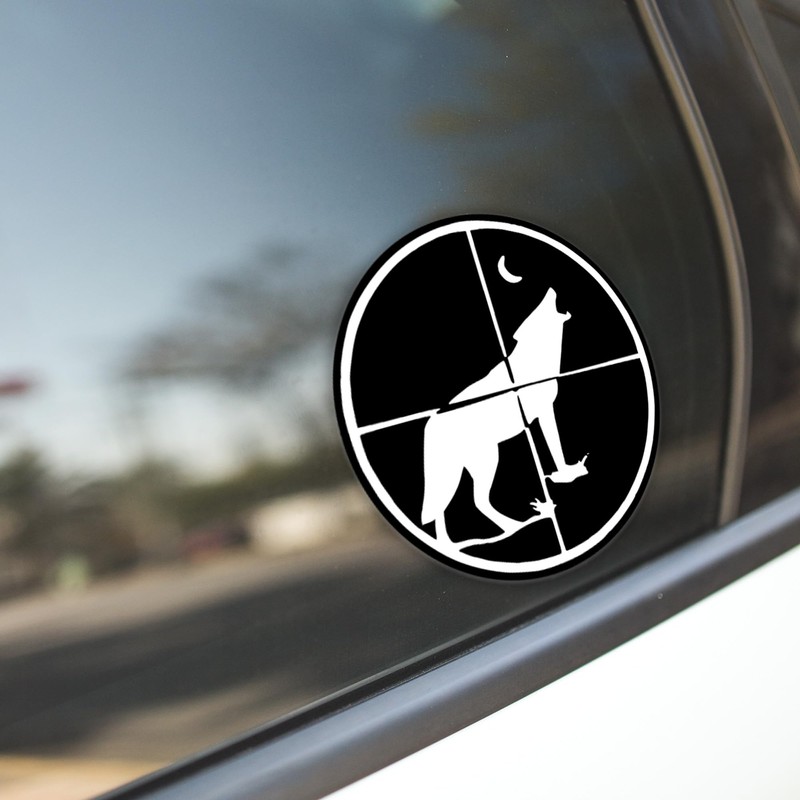 Coyote Hunting Vinyl Decal | 5.5" White on Black |