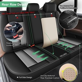 DISUTOGO Seat Covers Full Set Fit for Nissan Kicks 2018-2023 2024 2025 Faux Leather Car Seat Cover Waterproof Automotive Seat Cushion Protectors Compatible Airbag (5 Seats, Black&Grey)