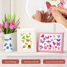 ArRuKi KIDS 279 PCS Transparent Butterfly Stickers for Scrapbooking, Vintage Nature Stickers for Journaling, Card Making, DIY Crafts