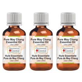 Greenwood Essential Pure May Chang Essential Oil (Litsea cubeba) Steam Distilled (Pack of Three) 100ml X 3 (10 oz)