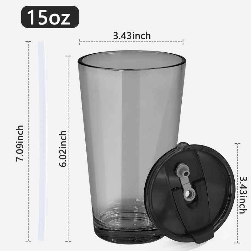 Icesip 15oz Glass Iced Coffee Cup Set of 2 with