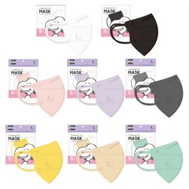 Snoopy Comfort Fit 2D Beak Shape MB Filter Mask - Made in Korea (Large, Medium, Small) Color Mask (5pcs) Dark Gray/S 3ea