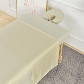 Tenger Home Set of 3 Fitted Sheet Headrest Cover Microfibre Cover Set for Massage Tables (Beige)