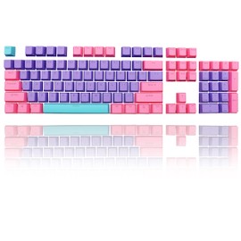 Ussixchare Teclas retroiluminadas 60% para teclado GK61 RK61 Anne Pro, 104 teclas PBT de tamaño completo para Ducky One 2 Mini 60% de teclado mecánico para juegos Gateron Kailh MX Interruptores (Violeta)