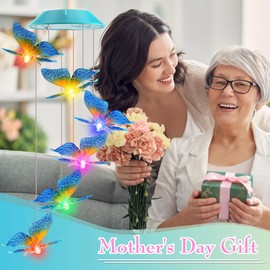 Zeiliuled - Regalo de mariposa solar para mamá y niñas, campanillas de viento solares que cambian de color para exteriores, luces móviles decorativas para jardín, patio, ventana, decoración de fiesta,