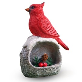 XKFLAUHM Cardinal Figurines Home Decor Red Cardinal Statue for Desk Office Shelf Desktop Bookshelf Table Decor Accents Cute Realistic Cardinal Ornament (on Stone)