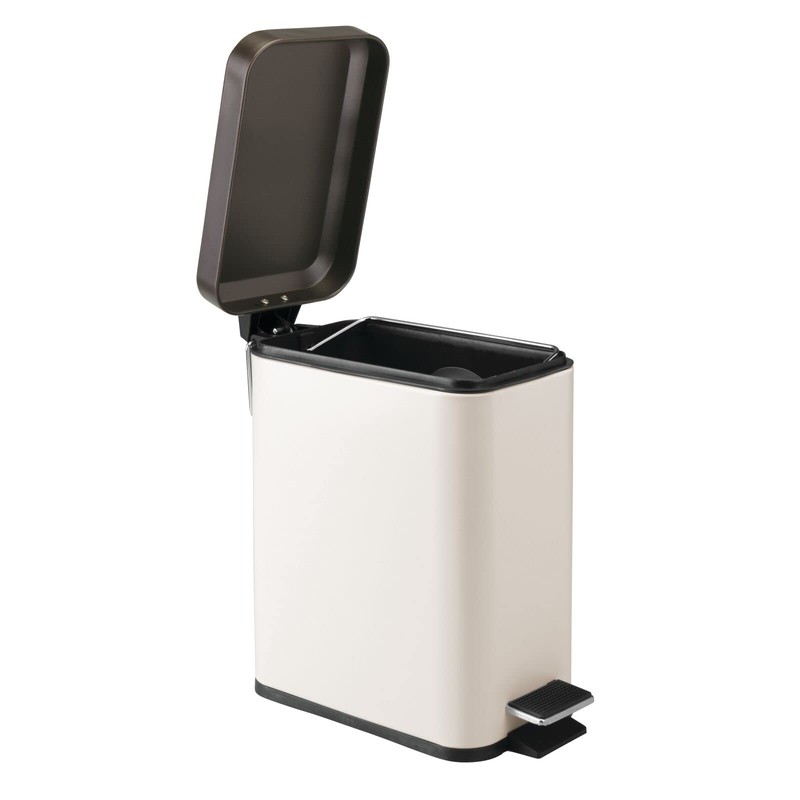 mDesign Small Modern 1.3 Gallon Rectangle Metal Lidded Step Trash