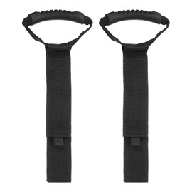 sourcing map 2pcs Extension Cord Holder Organizer, Storage Straps, 435mm / 17 Inches Sturdy Garage Hanging Carrying Storage Straps with Handle for Power Cords, Cables, Hoses, Ropes, Black