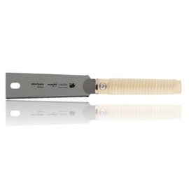 Augusta Dog Rose Japanese Saw Mini Ryoba 150 mm I Traditional Saw Made of Band Steel C75 for Fine and Coarse Cuts I Wood Saw with Flexible & Serrated Saw Blade on Both Sides & Ash Raffia Handle