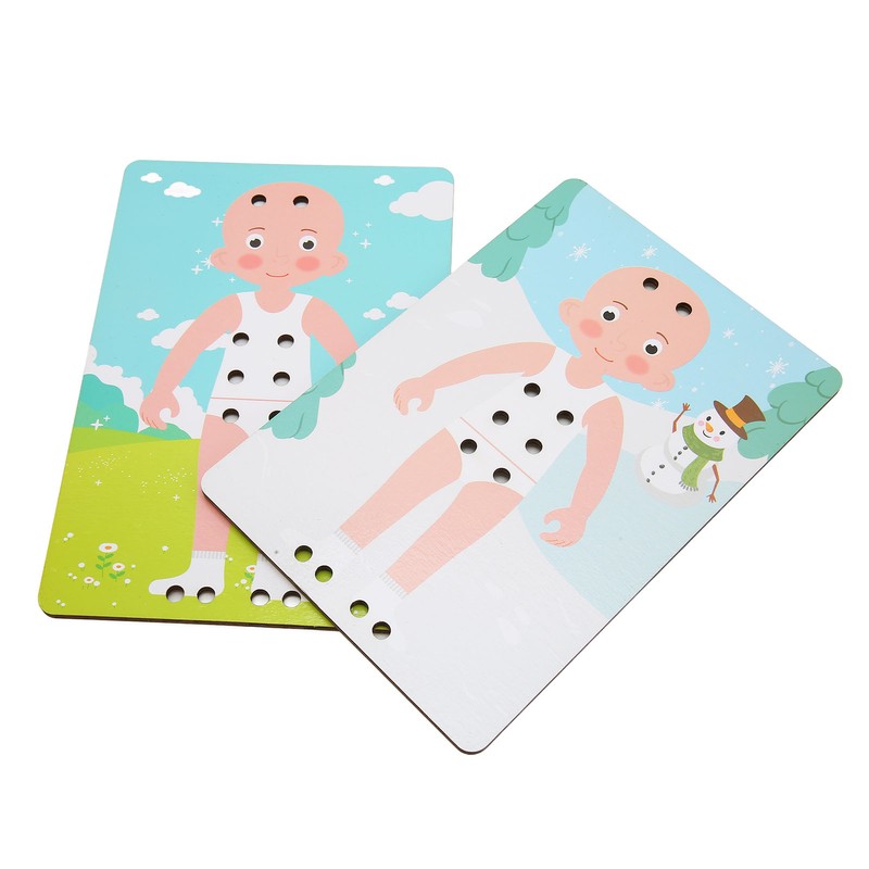 Wooden Lacing Threading Toys Clear Patterns Educational Wood Threading Panel