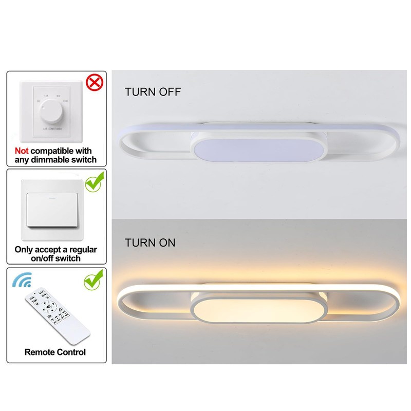 Qcyuui Modern LED Ceiling Light,Dimmable Linear Ceiling Lamp,31.5in Kitchen Lighting