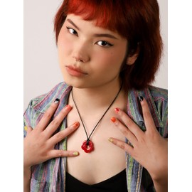 OJERRY Kawaii Cool Red Flower Cord Necklace Cute Coolest Accessories Waterproof Summer Esentials Friendship Necklaces Gift for Women Trendy Stuff