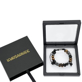 Triple Protection Bracelet - 8mm Beads Bracelet Bring Luck, Happiness and Prosperity - Genuine Tigers Eye Stone Black Obsidian and Hematite Crystal Jewelry Healing Bracelets for Men Women