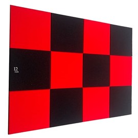 12 Pack Black/red Acoustic Foam Panel Wedge Studio Soundproofing Wall Tiles 12" X 12"