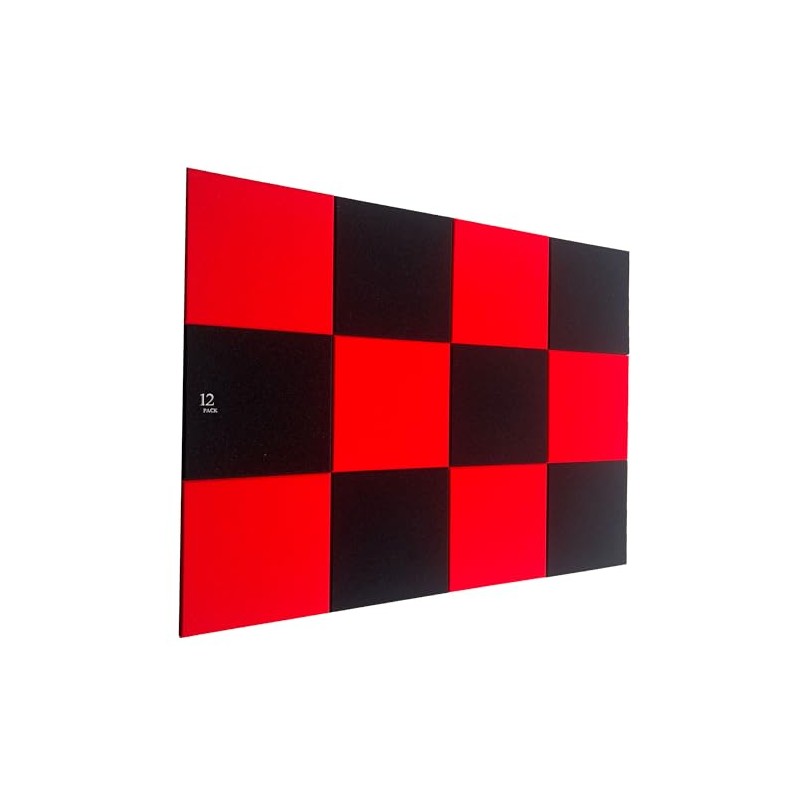 12 Pack Black/red Acoustic Foam Panel Wedge Studio Soundproofing Wall