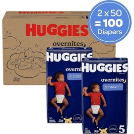 Huggies Size 5 Overnites Baby Diapers Overnight Diapers Size 5 27+ lbs 100 Ct