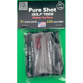 HD Products 7 More Yards Pure Shot Golf Tee (20 per Package) 2-3/4" Long with 0.38" Wide Head. Flatter Head Resulting in No Reistance, Designed to Have Zero Interference on The Golf Ball. (Black)
