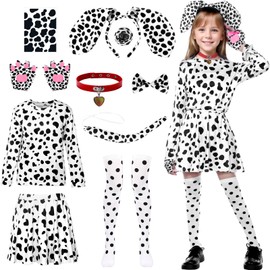 Joyesplay Dalmatian Costume Kids, 100 Days of School Costume Dalmatian Costume for Girls, 100th Day of School Dress Up (110)