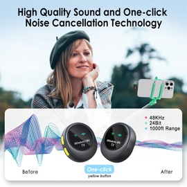 BALILA Kabelloses Lavalier Mikrofon für Android Handy, Mini USB-C Ansteckmikrofon, Rauschunterdrückung, 48kHz/24 bit, 300m Reichweite, für Vlog YouTube Live-Streaming Podcast