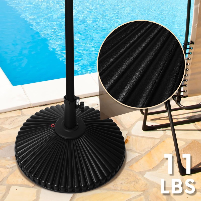 Abba Patio Umbrella Base, Round Sunburst Outdoor Umbrella Stand, Table