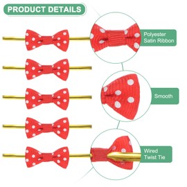 M METERXITY 100-Pack Mini Craft Ribbon Bow Twist Ties, 1.2x0.6 Inch, Red Polyester Satin Ribbon Ties for Craft DIY/Baked Goods/Hair Bow/Sewing/Wedding/Birthday/Party