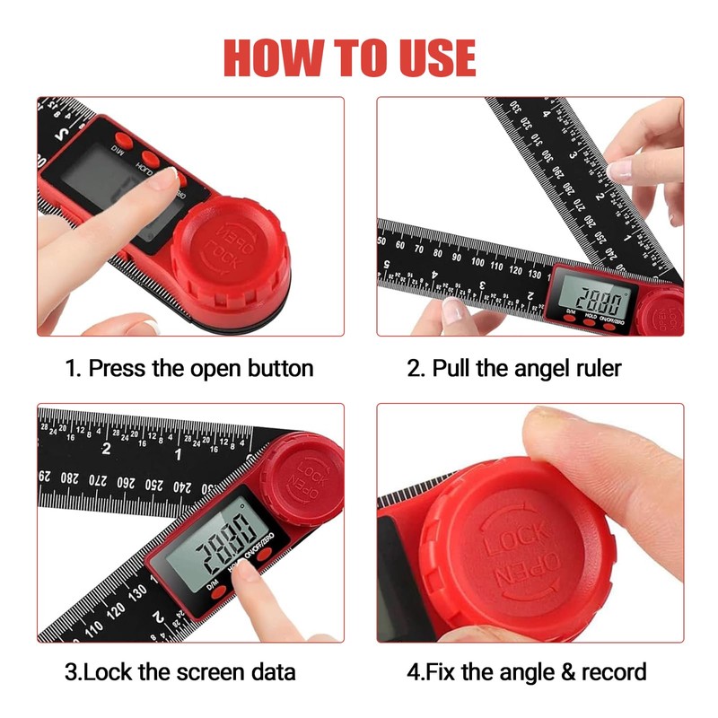 Digital Angle Finder Ruler with LCD Display, 200mm/7 Inch Angle