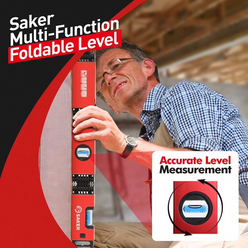 Saker Multi-function Foldable Level, 28-Inch Leveler Tool,Gifts for Men,Multi-Angle Measurement