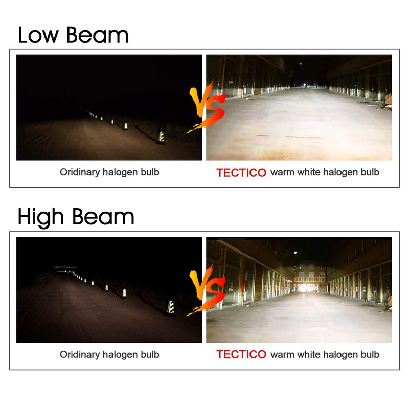 TECTICO H7 Headlight Bulbs 12V 55W Warm White +130% Ultra