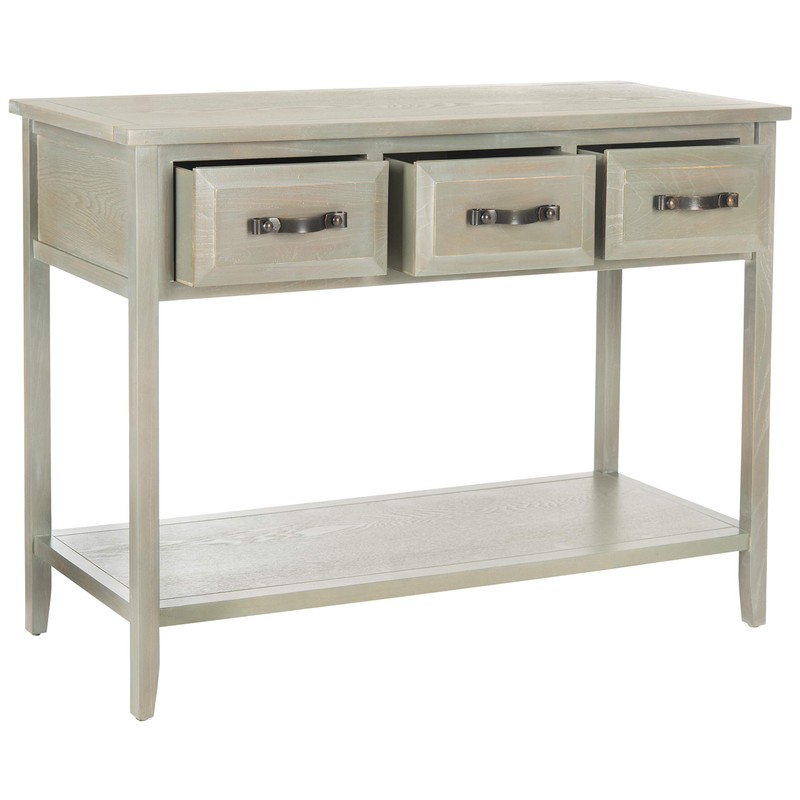Safavieh Home Collection Aiden Ash Grey 3-Drawer Bottom Shelf Console