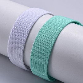 PTFULUOS 2 Pack Fabric Braided Stretchy Solo Loop Watch Band - Compatible with 18mm 20mm 22mm - Quick Release Sport Elastic Replacement Straps for Men Women (M/18MM, White + Mint Green)