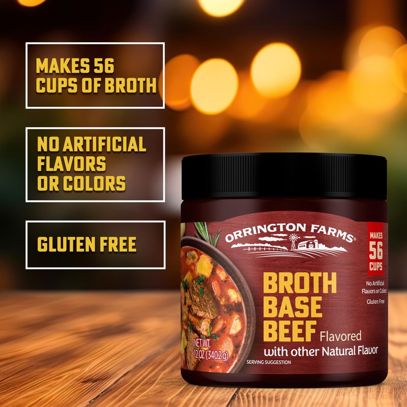 Orrington Farms Beef Flavored Broth Base, Granulated Beef Flavored Bouillon,