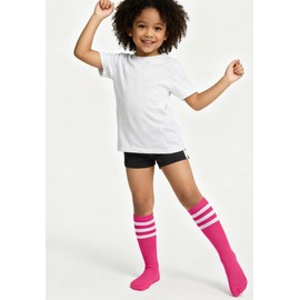 Zando Girls Soccer Socks Pink Boys Youth Baseball Softball Football Sport Stocking Girls School Uniform Knee High Socks Cotton Moisture Wicking 1 Pairs Hot Pink 4-6 Years
