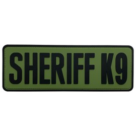 uuKen Sheriff K9 Patch Tac Vest OD Green 8.5x3 inch PVC Patch for Service Dog in Training Working for Dog Harness Vest (Black and Green, L 8.5"x3")