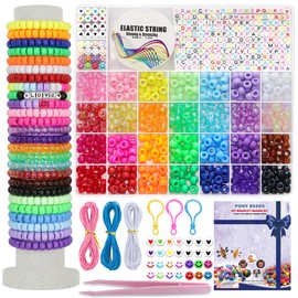 LIS HEGENSA 28 Color DIY Crafts Gifts for Girls Beading Kits, 1200PCS Pony Beads Bracelet Making Kits with Decorative Beads and Charms, Craft Supplies for Children, Adults, Girls