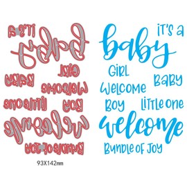 1set Welcome it is a Baby Girl boy Sentiment Dies cuttings+ Clear Stamp Metal Scrapbooking Stencils Die for DIY Embossing Photo Album Decorative DIY Paper Cards Making Craft