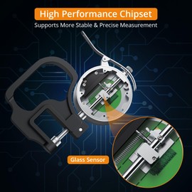 Neoteck Portable Digital Thickness Gauge 0-12.7 mm Measuring Range 0.001/0.00005 Inch Electronic Micrometer Inch/Metric Electronic Percentage Thickness Gauge with LCD Display - Black