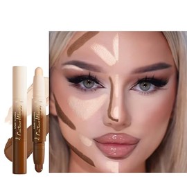 Barra Resaltadora de Contorno en Crema 2 en 1, Barras de Maquillaje Bronceador Neutro, Barra de Esculpido de Doble Extremo para Cara y Cuerpo, de Larg