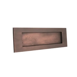 Victorian Solid Brass Traditional Sprung 10" or 12" Letter Postal Knocker Plate - Aged Bronze (10" x 3" Letter Plate)